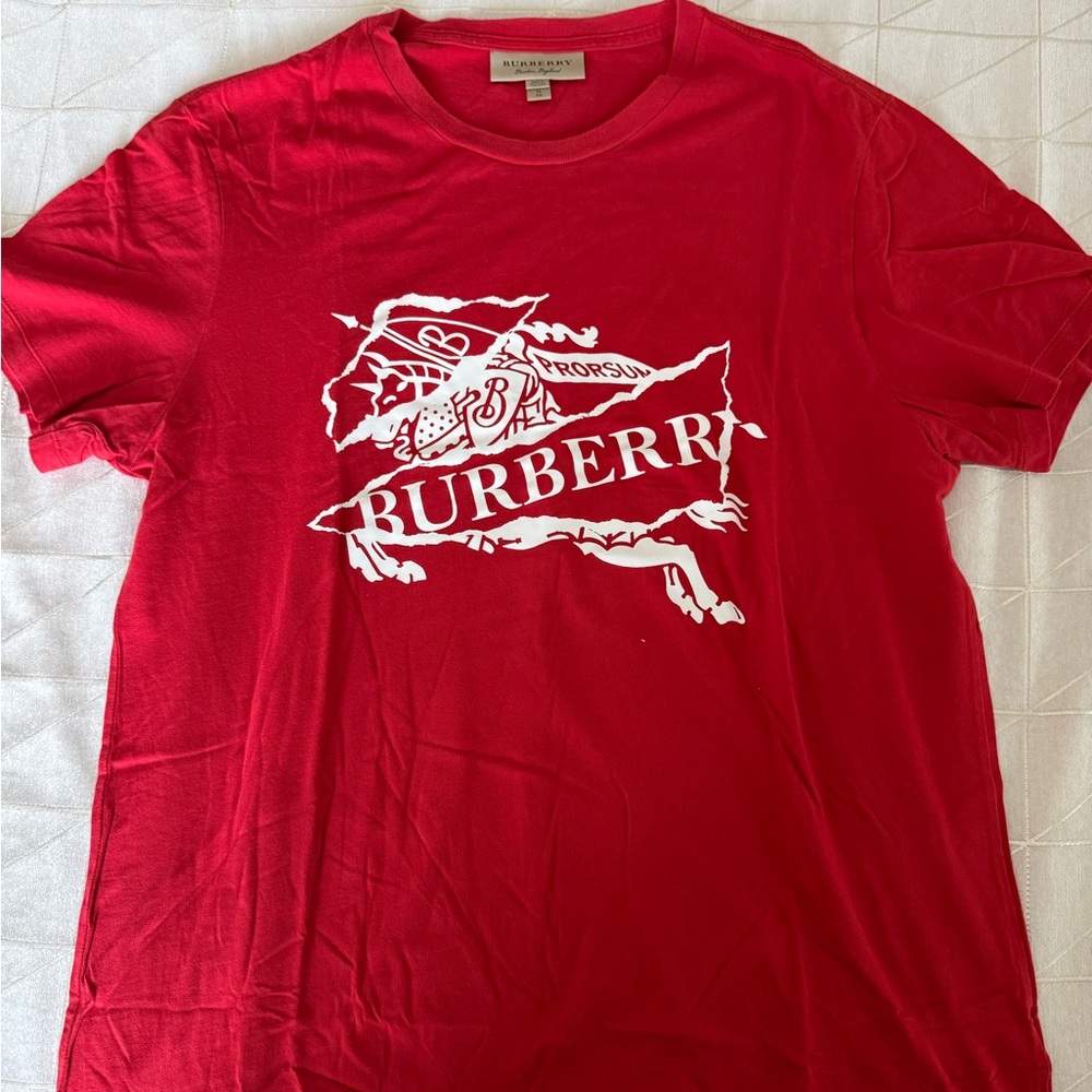 Burberry Red Short Sleeve Tee with Graphic